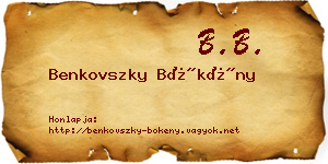 Benkovszky Bökény névjegykártya